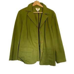 Talbots woman stretch 14W olive green bright blazer pockets buttons cotton top